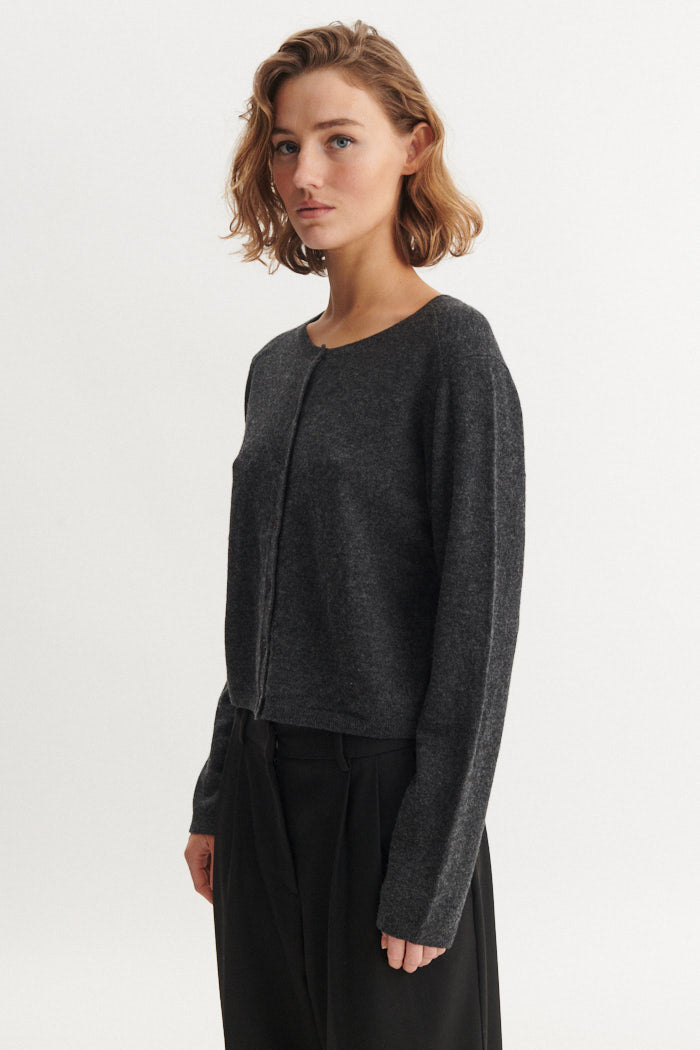 Basic Apparel Selem Cardigan Cardigans 393 Dark Grey Mel.